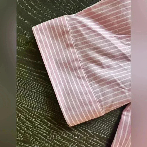 Talbots Perfect Shirt Elbow Length Stripes Floral Pink White No Iron NWT Size 6 - Picture 5 of 8